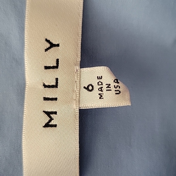 Milly Light Blue Sleeveless Button Down Shirt Tie Back Size 6 - Picture 6 of 9